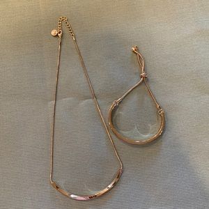 Gold tone necklace and bracelet set